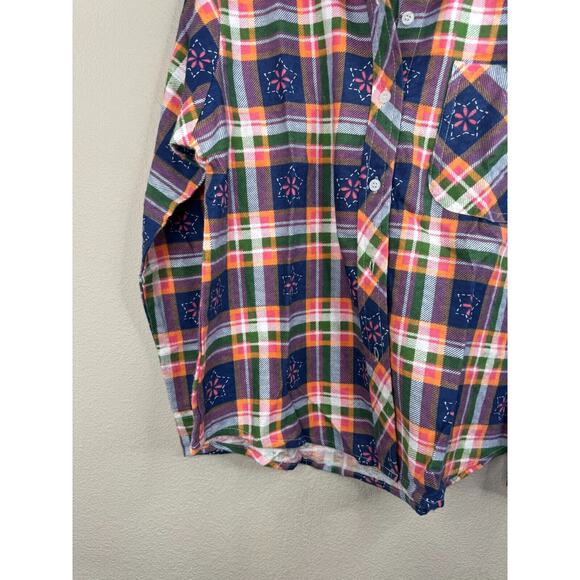 Vintage American Sweetheart Women's Plaid Button Up‎ Flannel Shirt Size PM Boho - Picture 5 of 10
